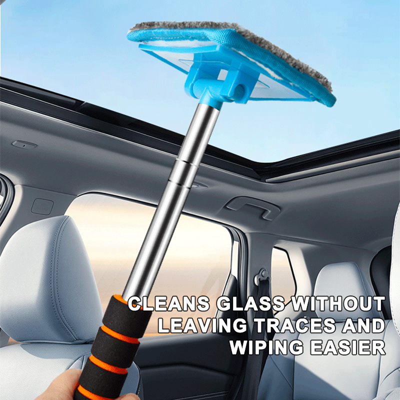 Retractable Car Glass Cleaning Brush Long Handle Windshield Dust Remover Tool