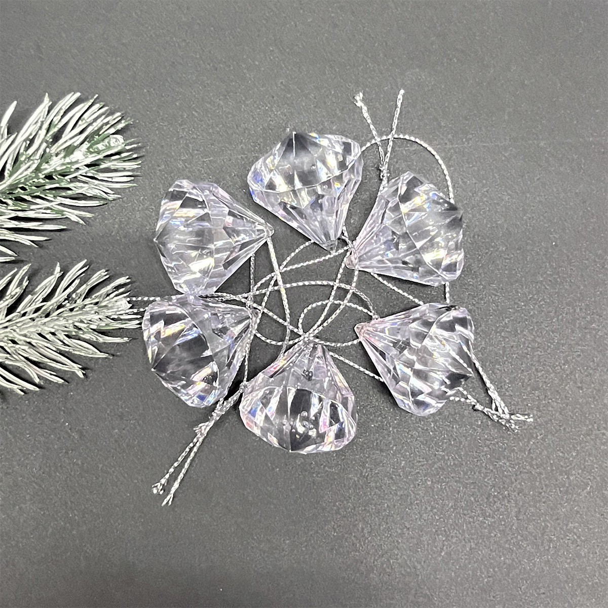 Christmas Wedding Acrylic Transparent Diamond Christmas Tree Pendant, Home Decoration, New Year Party Ornament