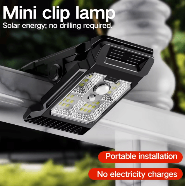 Solar Powered Garden Lamp Outdoor Motion Sensor Clip-On Lawn Light for Yard Patio Courtyard