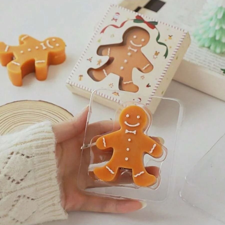 1pc Christmas Gingerbread Man Aromatherapy Candle Coffee Milk Fragrance Gift Shape Wax