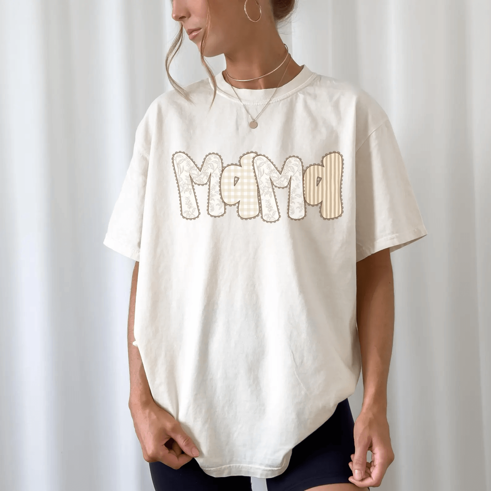 Comfort Colors Mama Shirt Floral Gingham Vintage Aesthetic Oversized Mom Tee Gift