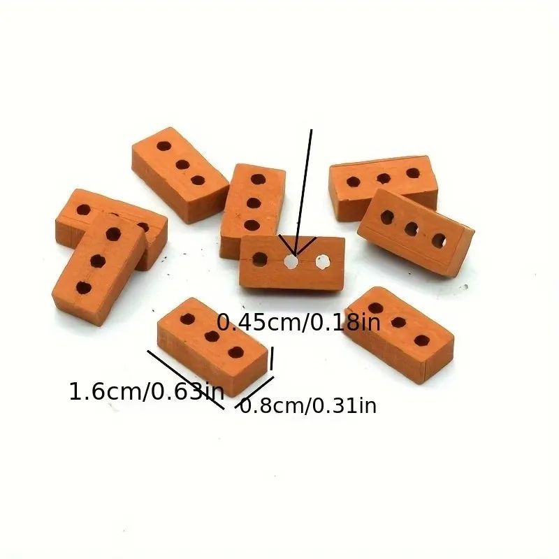 100-Piece Mini Clay Bricks for Dollhouse Decor, Dioramas & Architecture Models