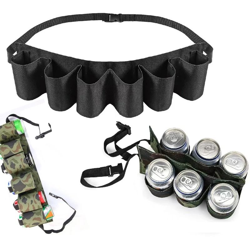 6 Pocket Adjustable Beverage Waist Holder for Outdoor Parties