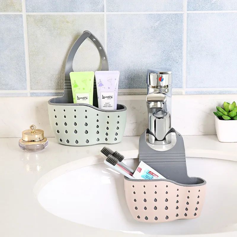 Kitchen Sink Drain Basket Holder Adjustable Sponge Storage Hanging Organizer