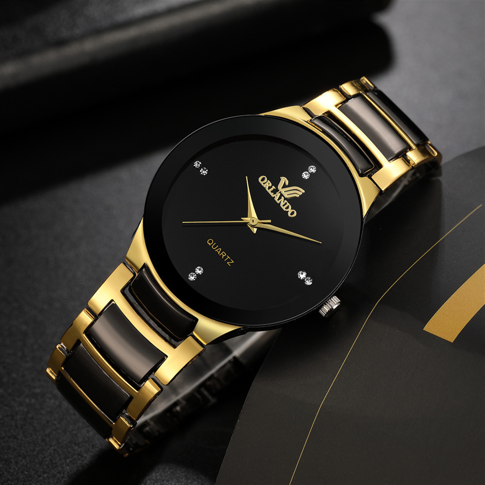Elegant Black Dial Quartz Business Watch for Men Steel Band Classic Timepiece