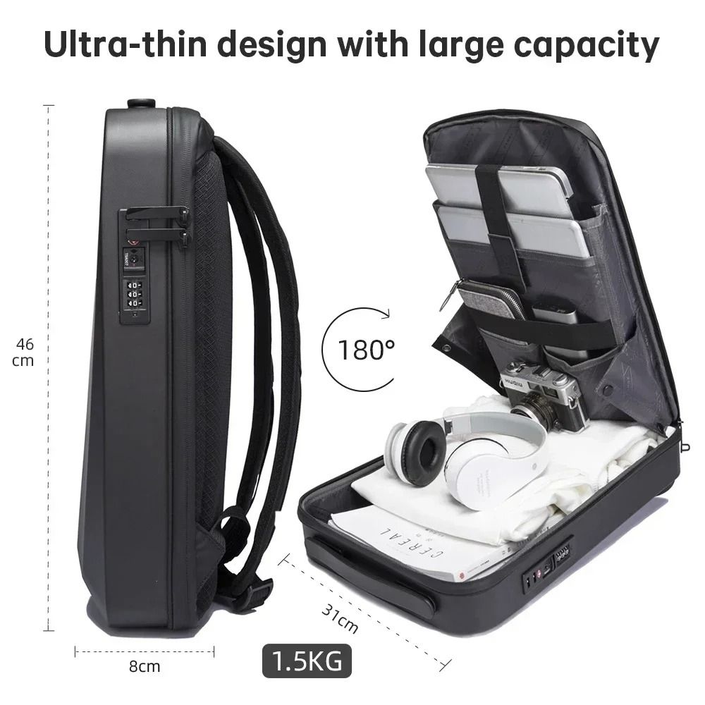 Hard Shell Waterproof Laptop Backpack Large Capacity Business Travel Backpack for Men