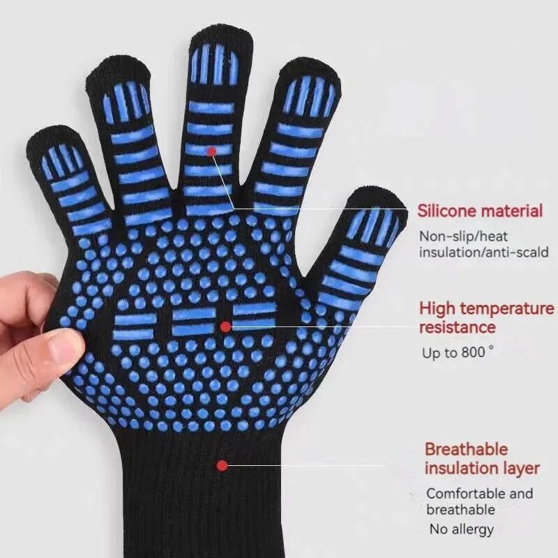 Professional Heat Resistant Oven Glove – Cut-Resistant & Non-Slip Silicone BBQ Mitt