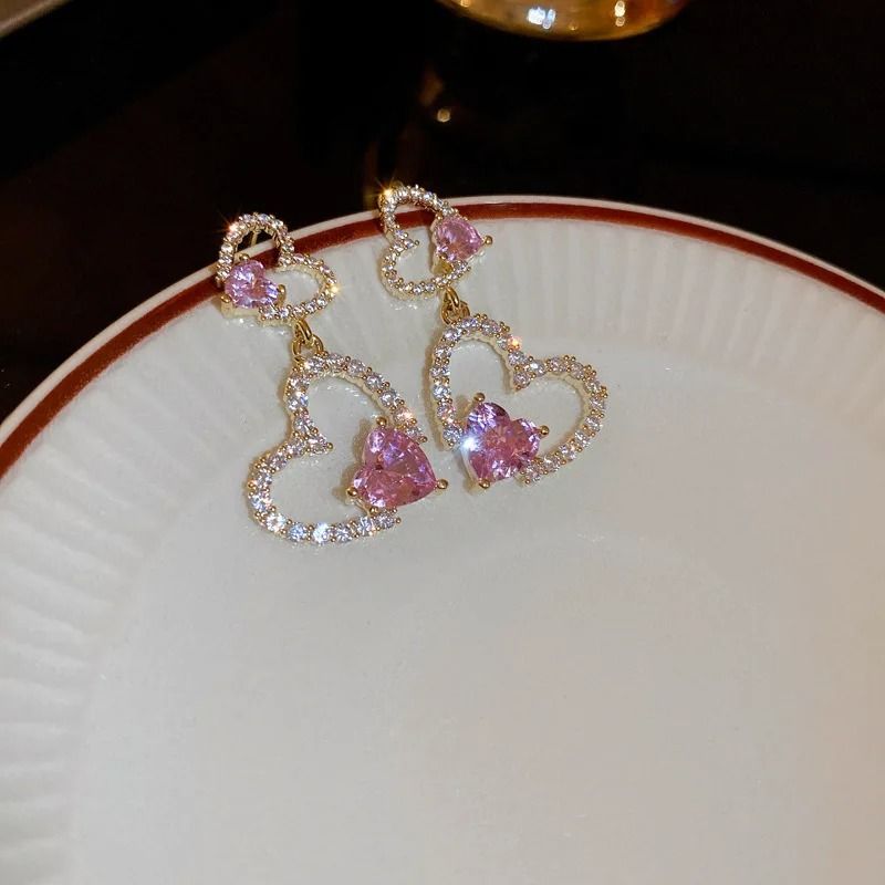 Light Luxury Flower Leaf Zircon And Pearl Stud Earrings