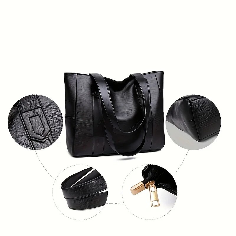 Vintage Vegan Tote Bag Large Capacity Retro Shoulder Handbag for Women Ideal for Casual Commutes & Travel
