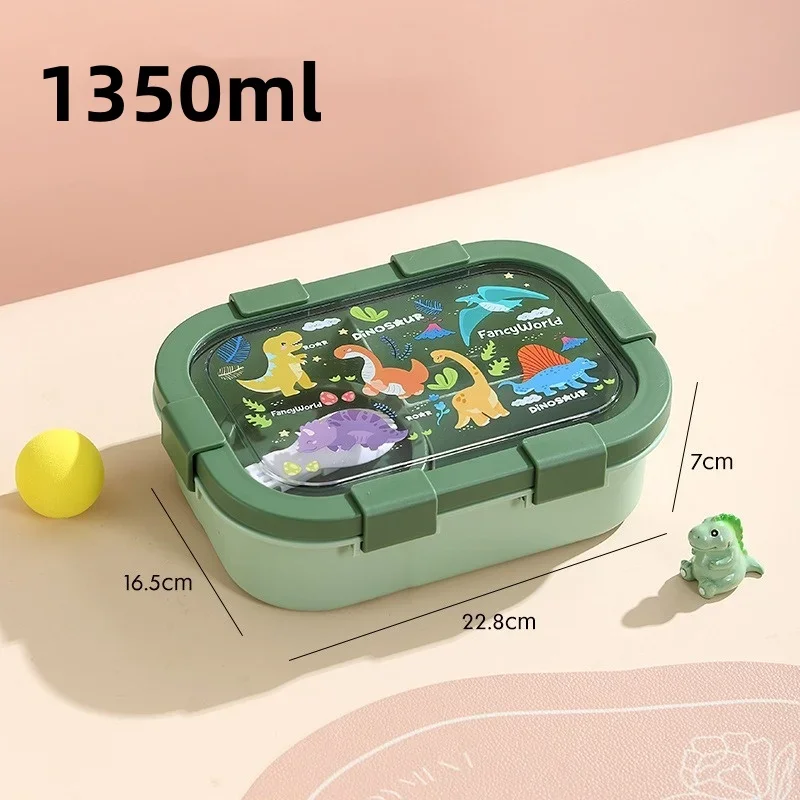 Children Bento Box Plastic Large Capacity Lunch Box with Soup Bowl and Spoon, School Picnic Compartment, Food Container