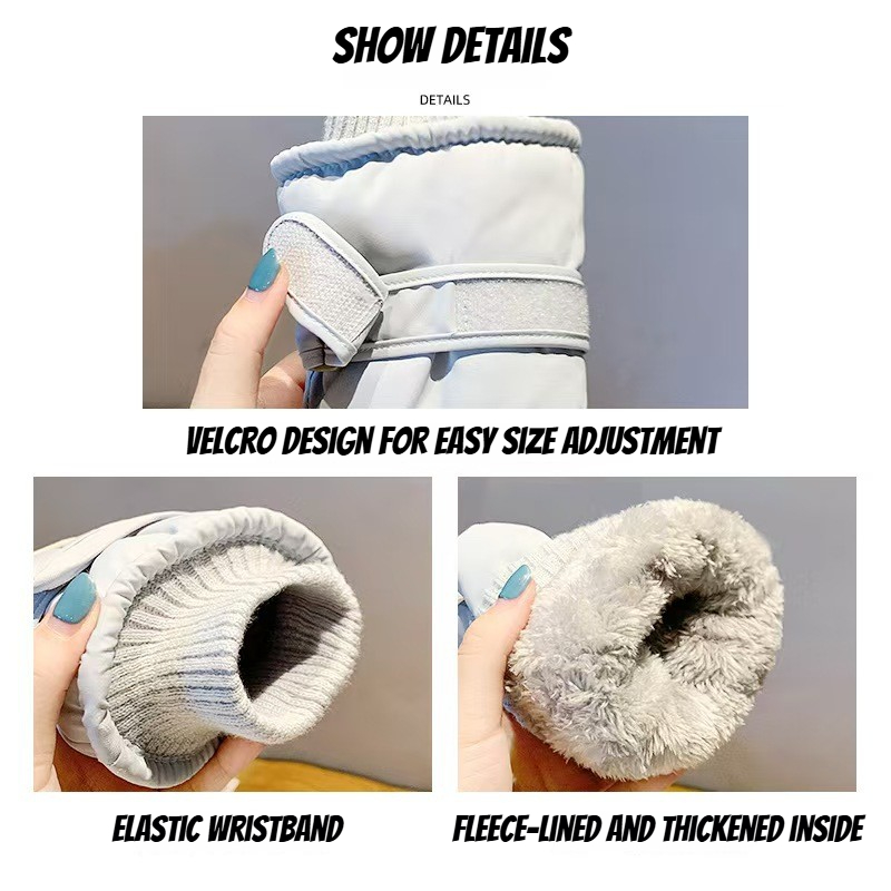 Fashion Winter Skiing Gloves, Thick Warm Cold Resistant Touchscreen, Electric Bike Riding Fleece Lined Gloves