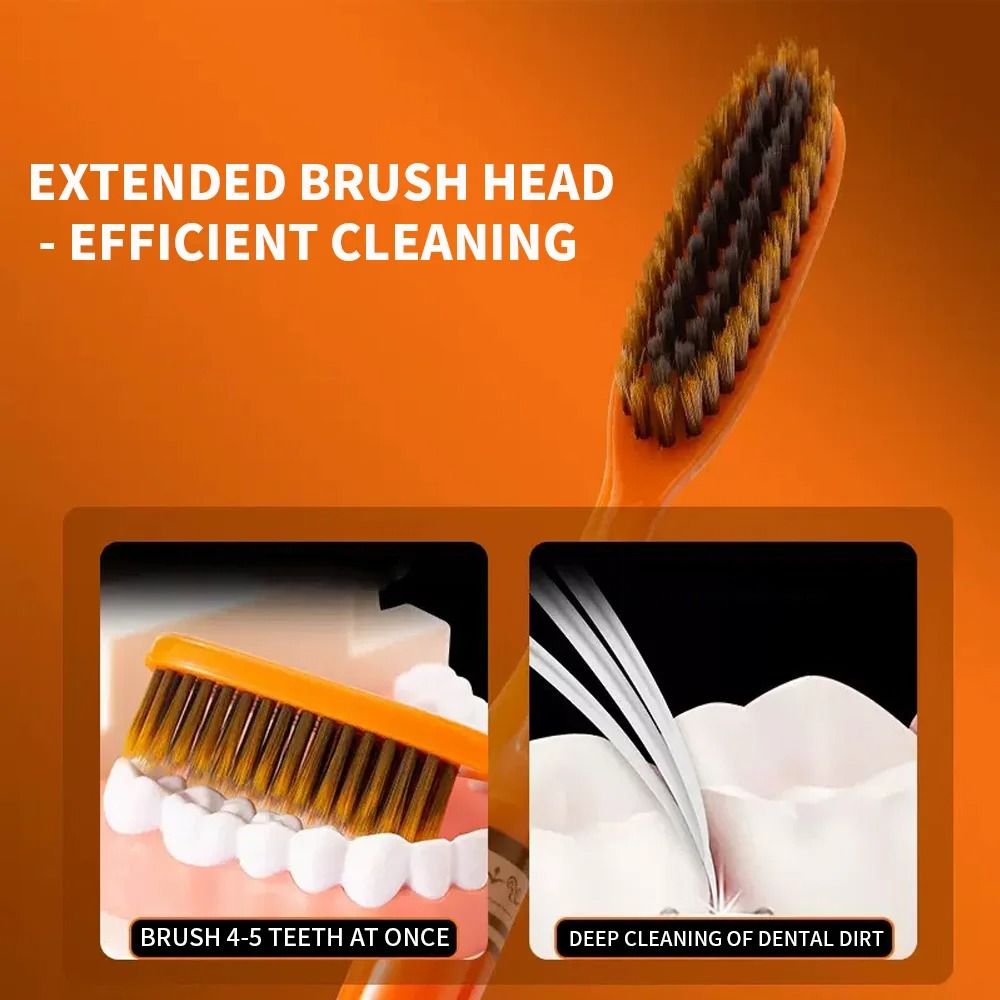 6-Pack High-Grade Orange Light Luxury Toothbrush – Deep Cleaning Oral Care for Adults
