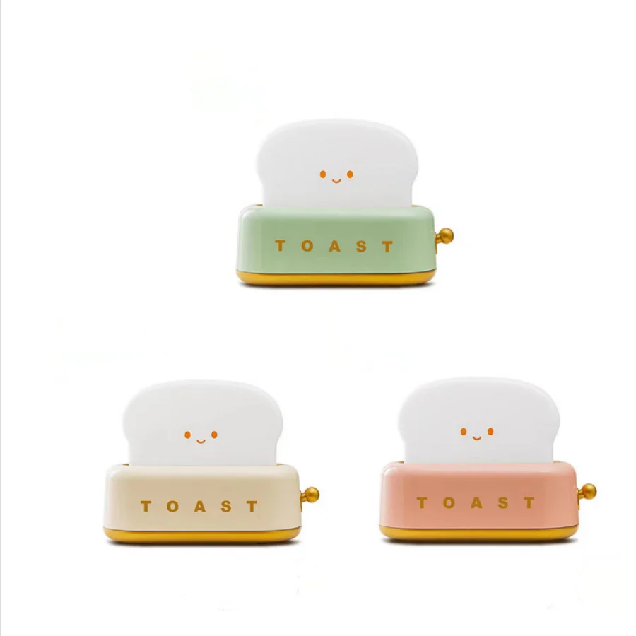 Creative Bread Toast Toaster Nightlight, Rechargeable LED Lamp, Bedroom Table Light, Fun Birthday Gift Idea