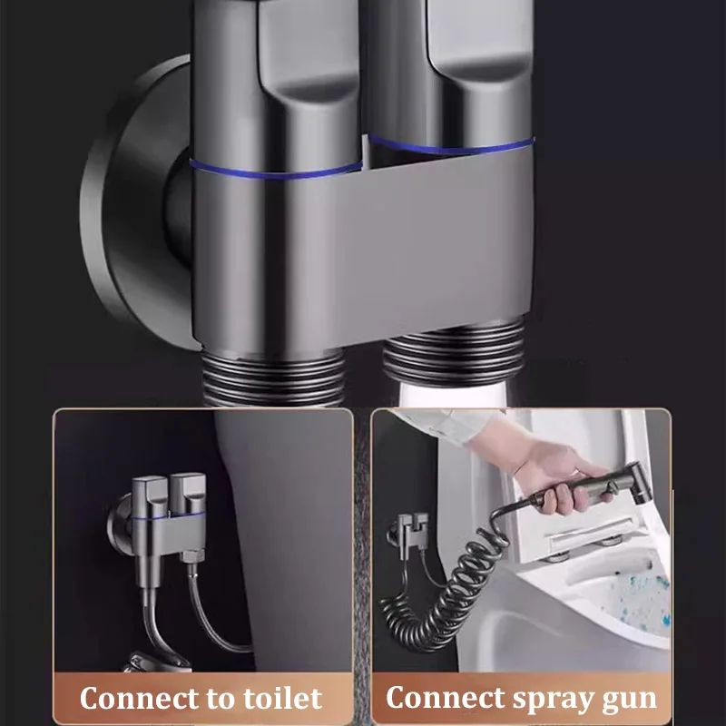 High-Pressure Toilet Spray Gun Kit with 1-in-2-Out Diverter Valve (Handheld Bidet Sprayer)
