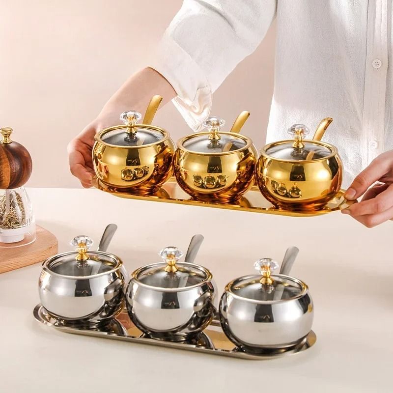 Gold & Silver Stainless Steel Luxury Condiment Set