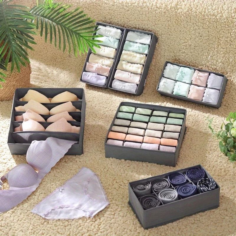 4pcs Foldable Drawer Organizer Set – Closet Storage System for Bras, Socks & Ties