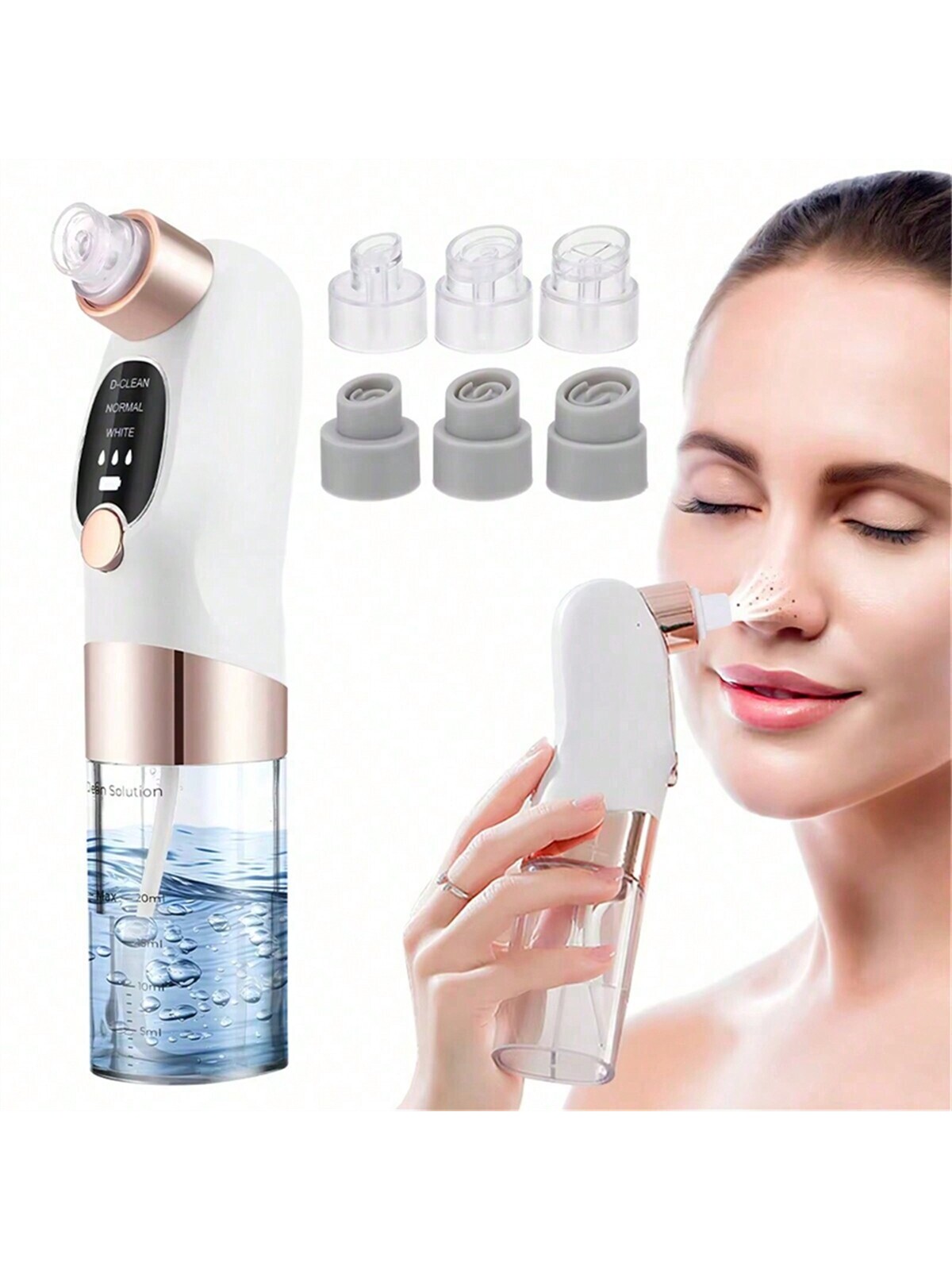 Water Circulation Pore Vacuum Cleaner, Pimple Extractor Tools with Adjustable Gears, Suction Heads Beauty Device