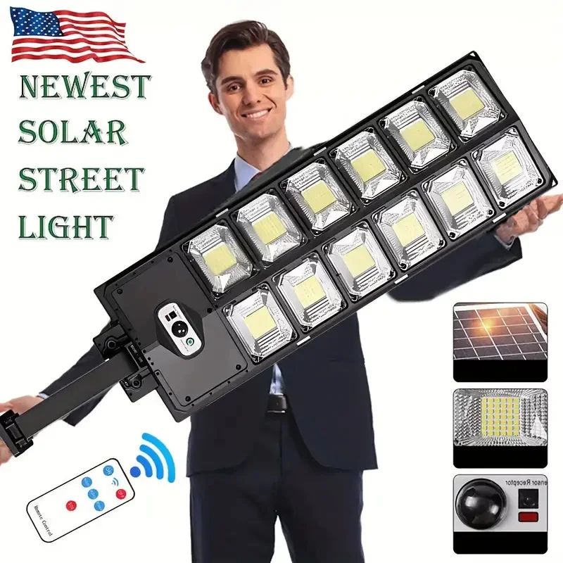 Ultra-Bright 504 LED Solar Street Light with Motion Sensor Outdoor Light and Remote Control