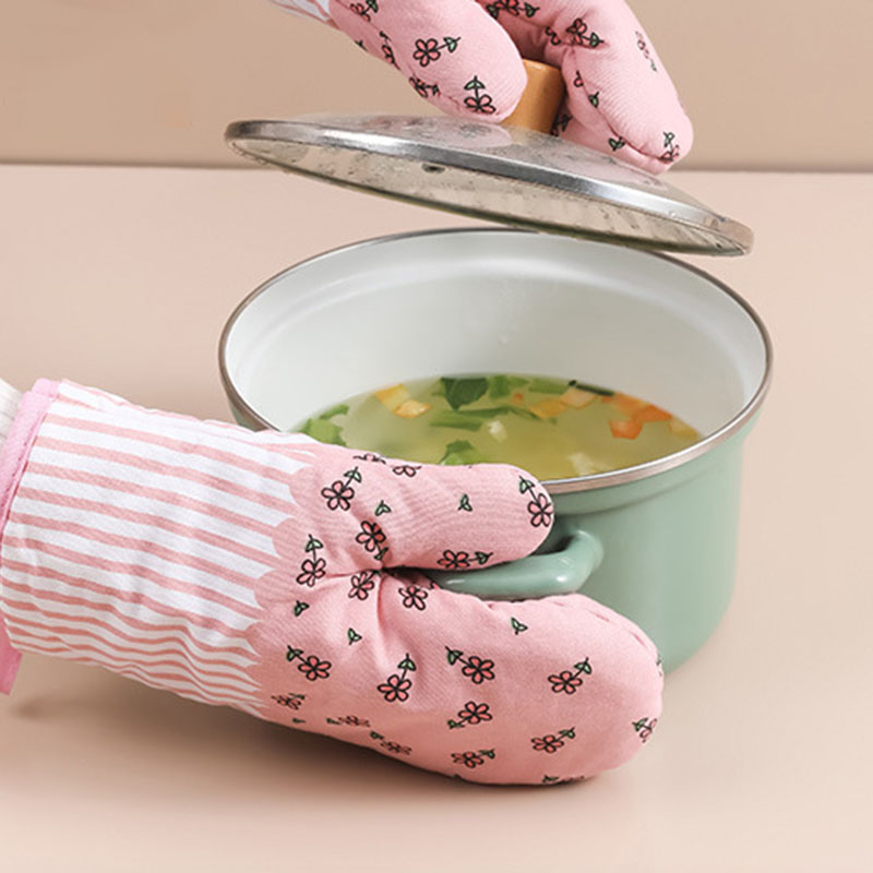 Household Thickened Heat Insulation Gloves, Baking, High Temperature Resistant, Kitchen Oven Microwave Gloves