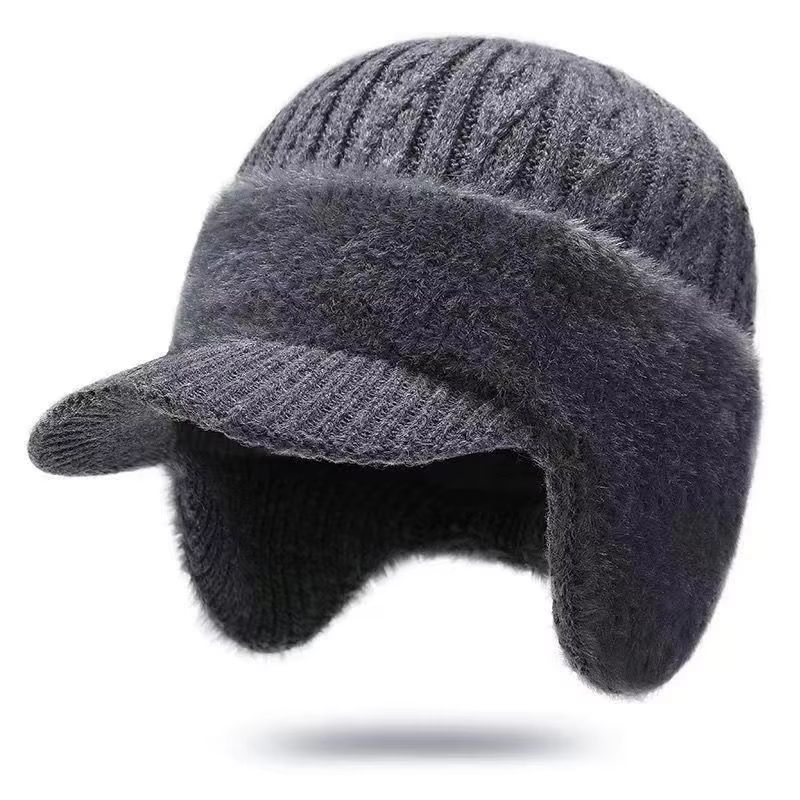 Plush Fur Lined Winter Earflap Beanie Hat Windproof Thick Knit Ski Cap