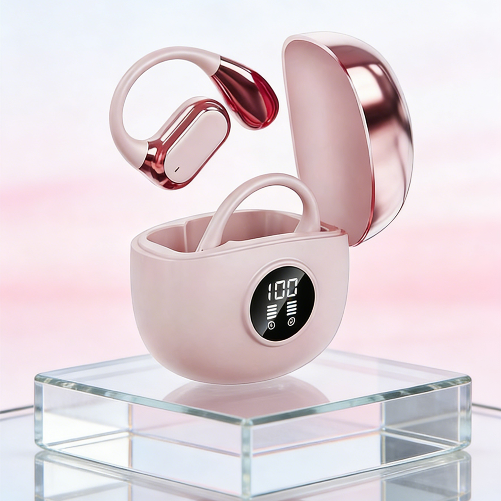 Clip On Wireless Sports Earbuds with Deep Bass Open Ear Comfort