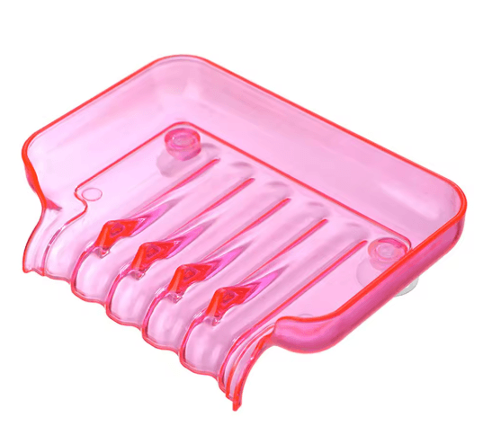 Portable Self Draining Soap Dish Waterfall Soap Holder with Suction Cup for Bathroom and Kitchen