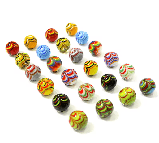 Feather Design 16 mm Handmade Glass Marbles Decorative Game & Home Accent Balls