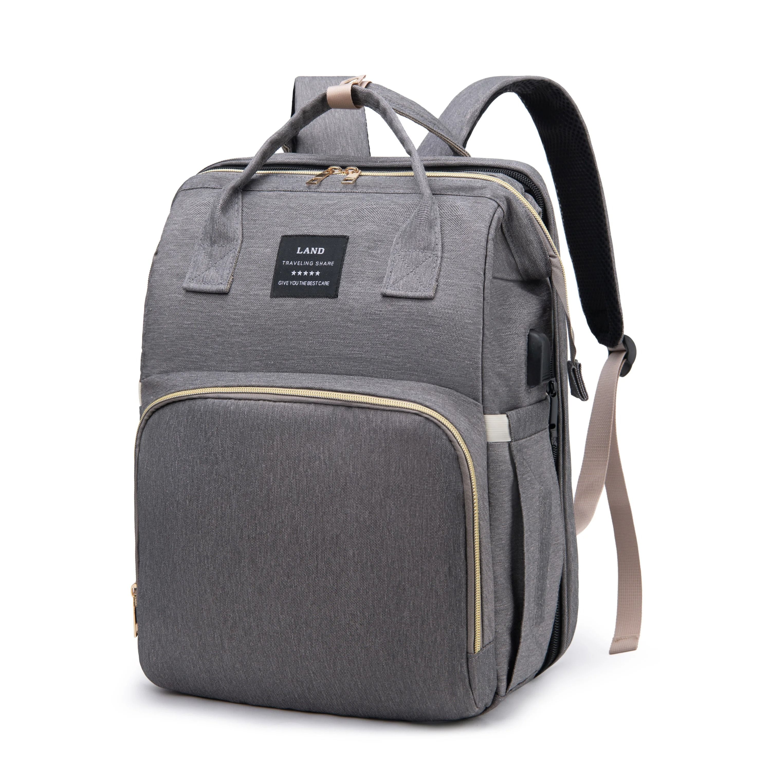 Lightweight Diaper Bag Backpack with Folding Crib Travel Bed