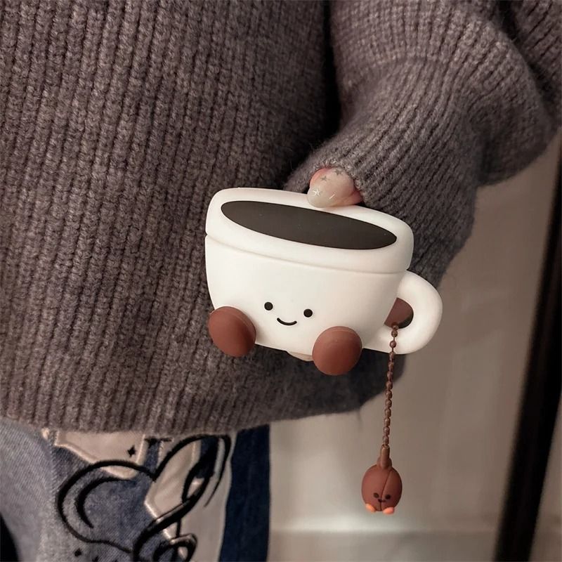 3D Smiling Face Coffee Cup AirPods Case | Silicone Protective Cover for AirPods 1, 2, 3, 4 & Pro