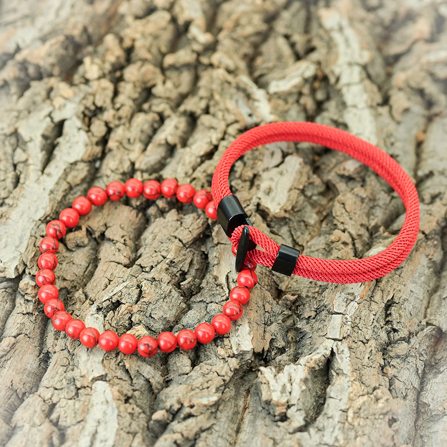 Men Nautical Rope Bracelet with Natural Malachite Beads Handmade Hook Clasp