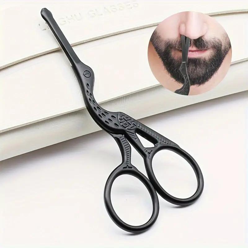 Stainless Steel Round Head Nose Hair Scissors Stork Type Beauty Scissors for Eyebrows Beard Ear and Nose Hair