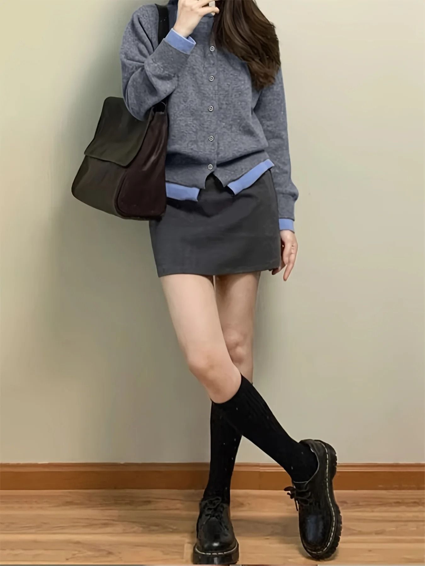 Autumn and Winter Fashion Womans Gray Soft Knitted Sweater – Casual Versatile Button-Up Cardigan Jacket