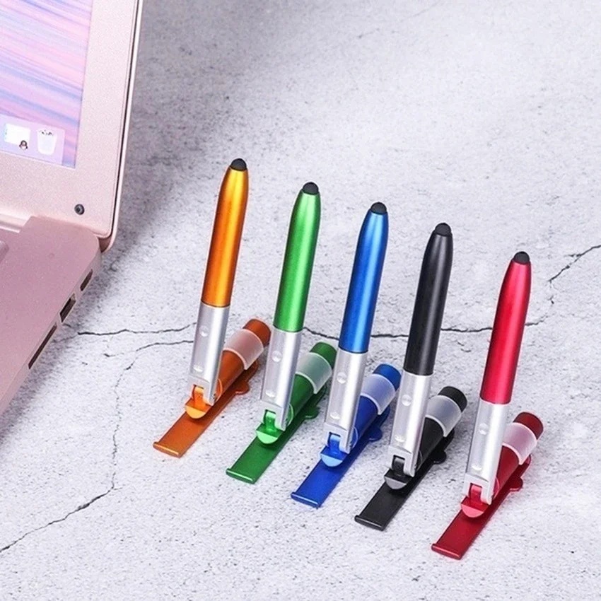 Multifunctional LED Ballpoint Pen with Foldable Phone Holder Ideal for Students and Professionals