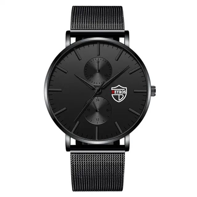 Ultra-Thin Black Stainless Steel Mesh Men's Quartz Business Watch