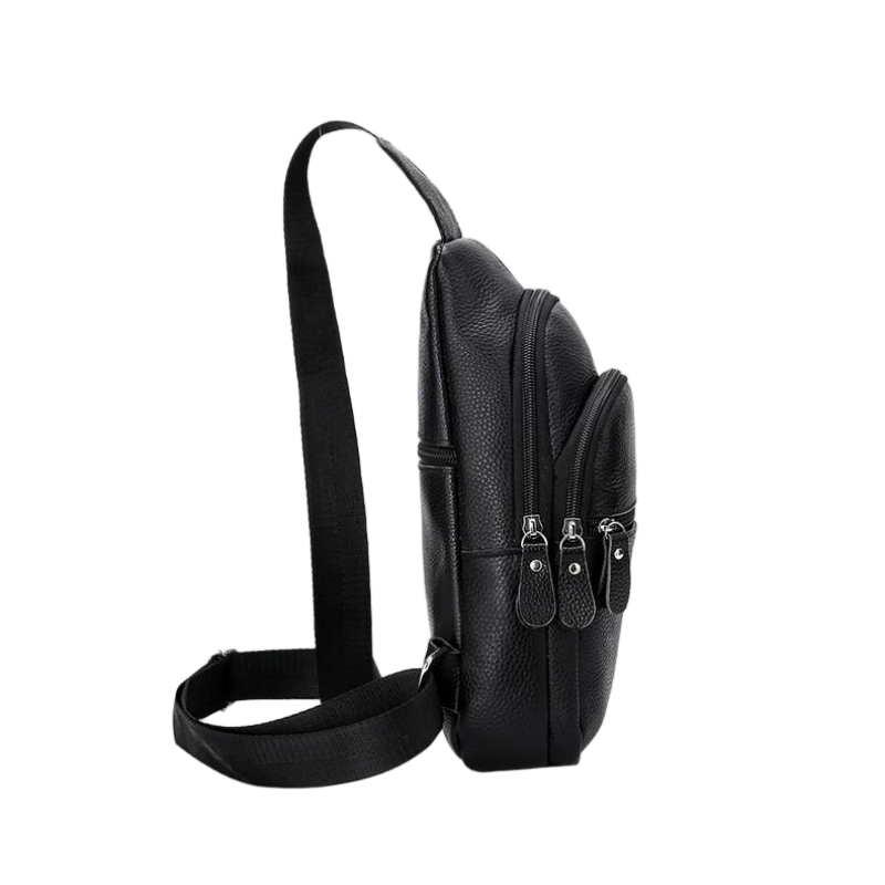 Genuine Leather Crossbody Shoulder Bag for Men Large capacity Cowhide Chest Pack