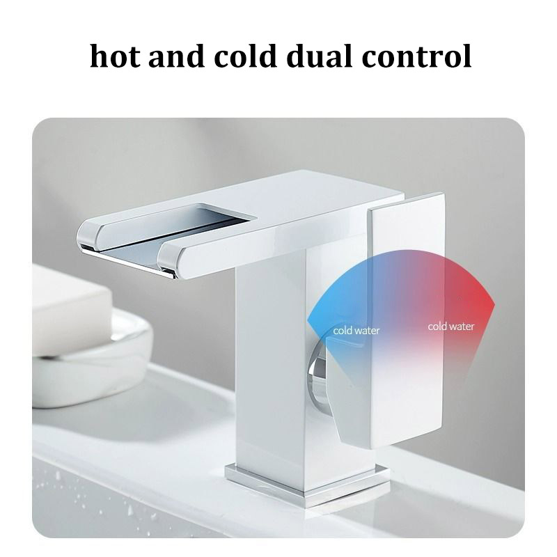 Luminous Waterfall Faucet All-copper LED Light Hot and Cold Basin Faucet