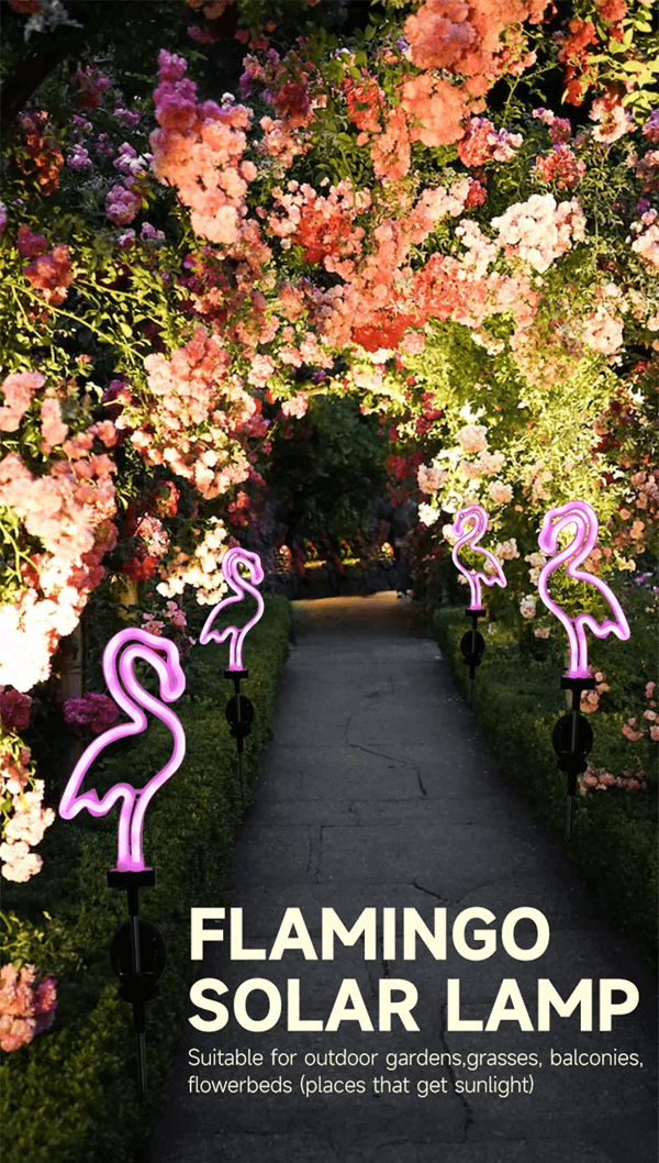 FlamingoGlow Solar Garden Light for Outdoor Pathways and Patio Decor