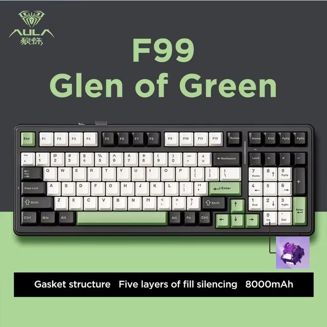 AULA F99 Wireless Mechanical Gaming Keyboard – 99-Key RGB Hot-Swappable with Bluetooth & Wired Modes