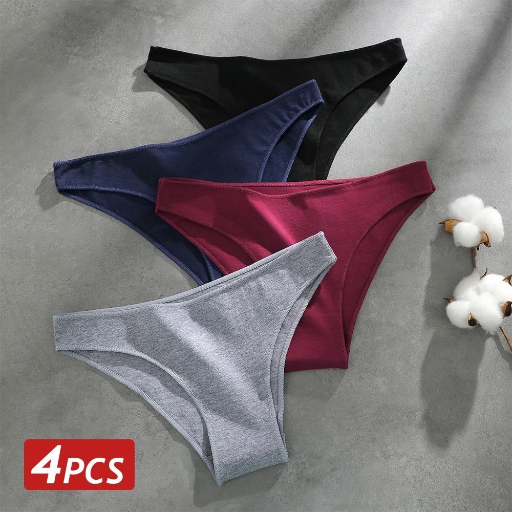 Women Seamless Cotton Panties Set Breathable Low Waist Briefs