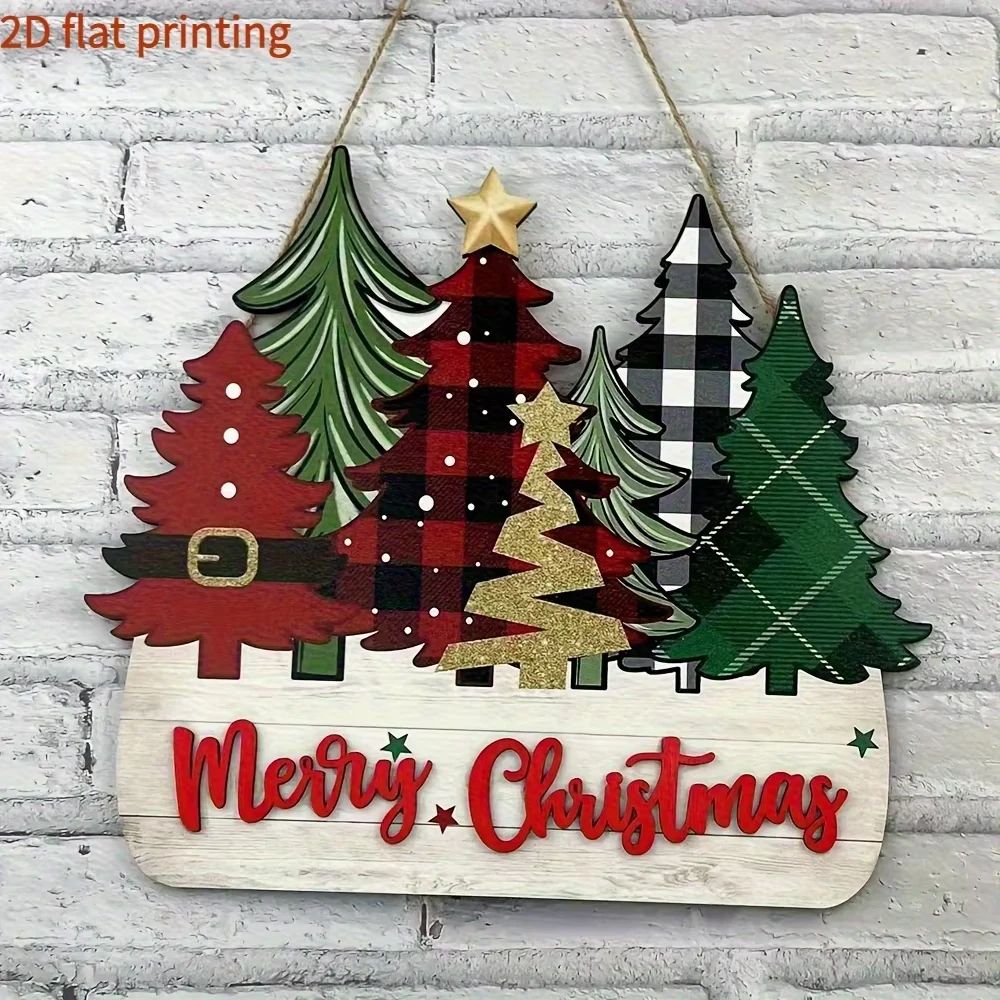 Wooden Santa Merry Christmas Wall Hanging Decoration