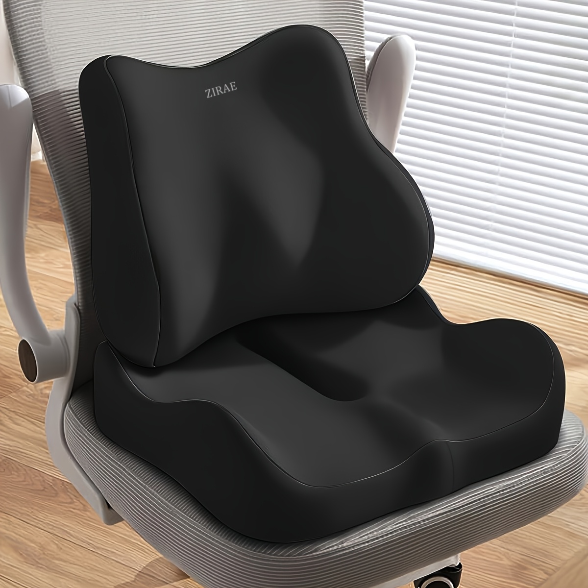 Ergonomic Memory Foam Car Seat Cushion and Lumbar Support Pillow for Back Pain Relief