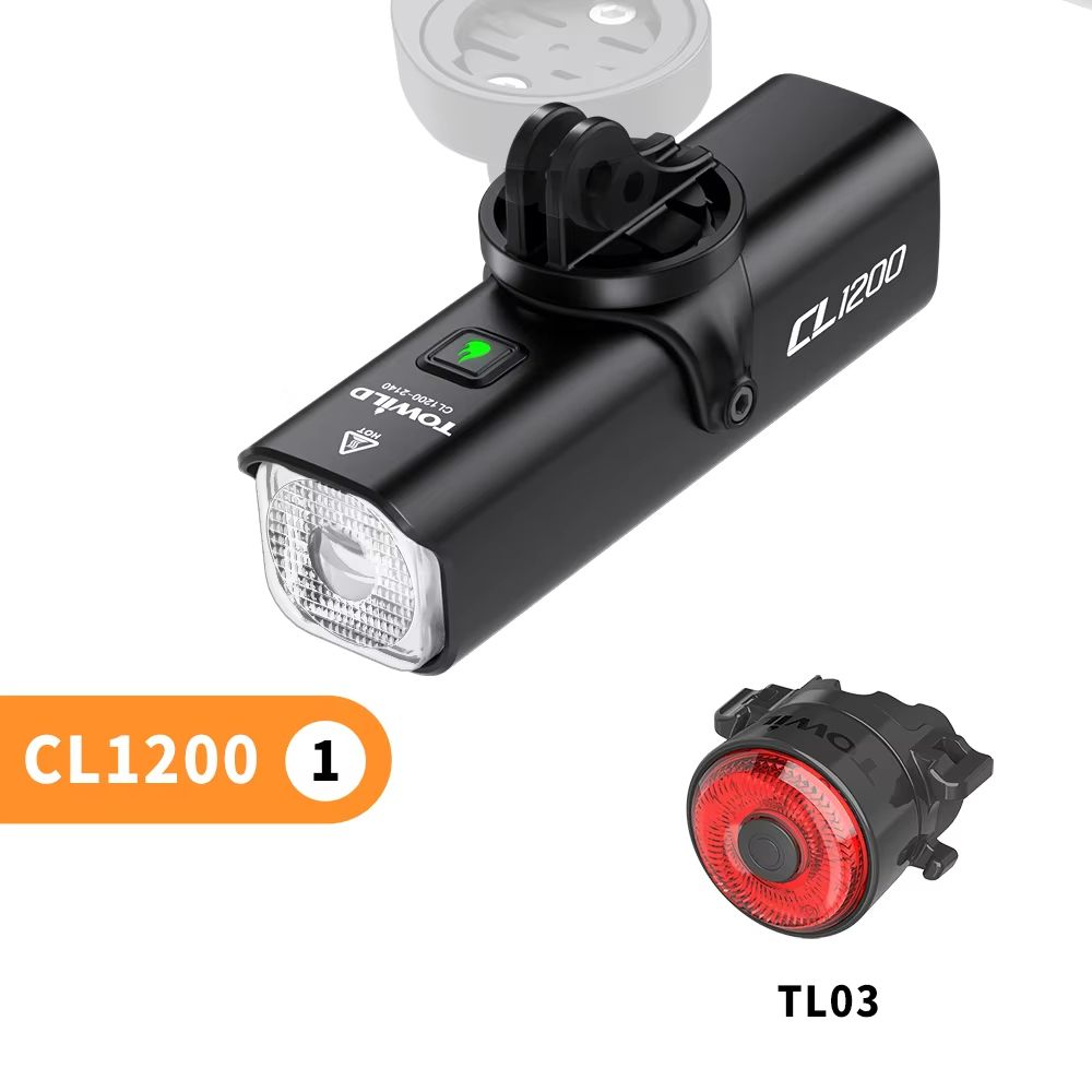 TOWILD CL1200 Smart Bike Headlight – 1200 Lumen USB-C Rechargeable Bicycle Light with Remote Control & 5000mAh Battery