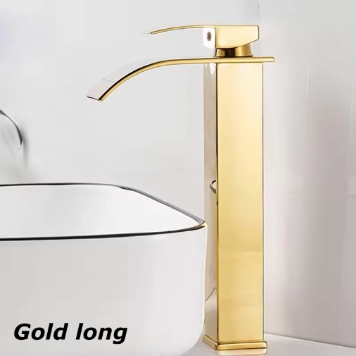 Waterfall Bathroom Faucet Black Stainless Steel Sink Mixer Hot and Cold Basin Tap