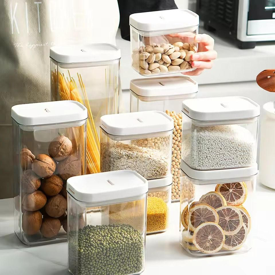 Clear Plastic Airtight Storage Jar for Snacks, Cereals & Dry Goods