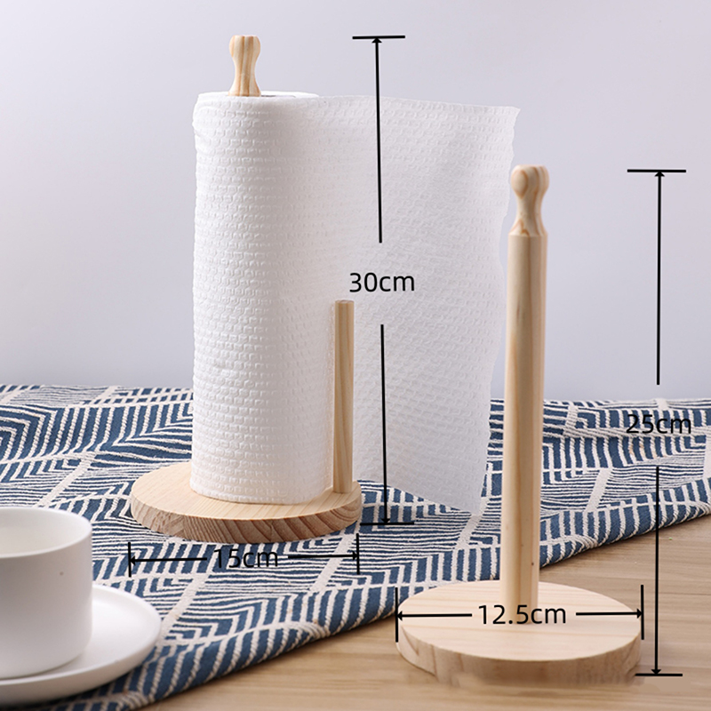 Fashionable Solid Wood Dining Table Tissue Holder, Wooden Household Storage Roll Paper Holder, Vertical Cling Film