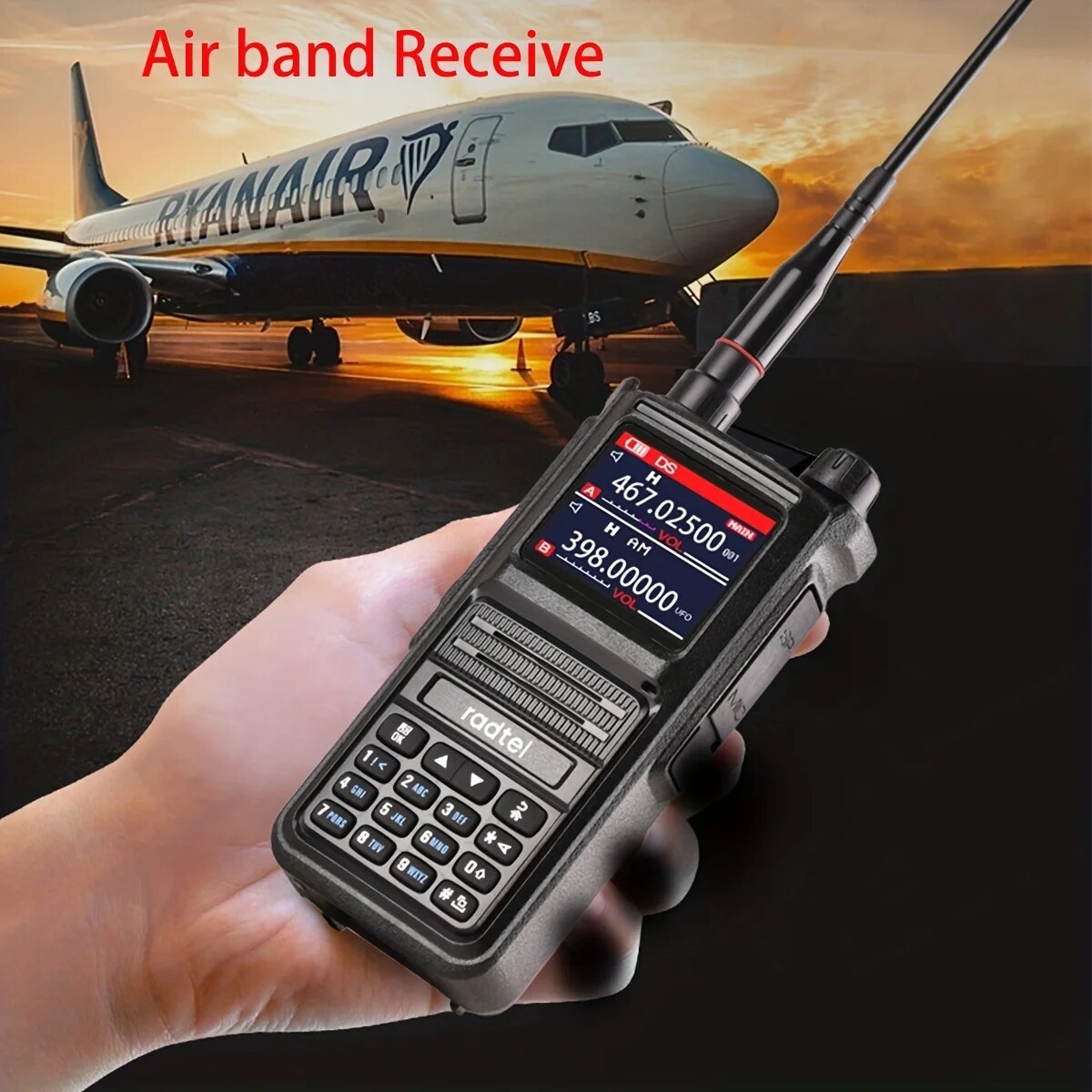 Full Band Aviation & Ham Two Way Radio with Channels USB C