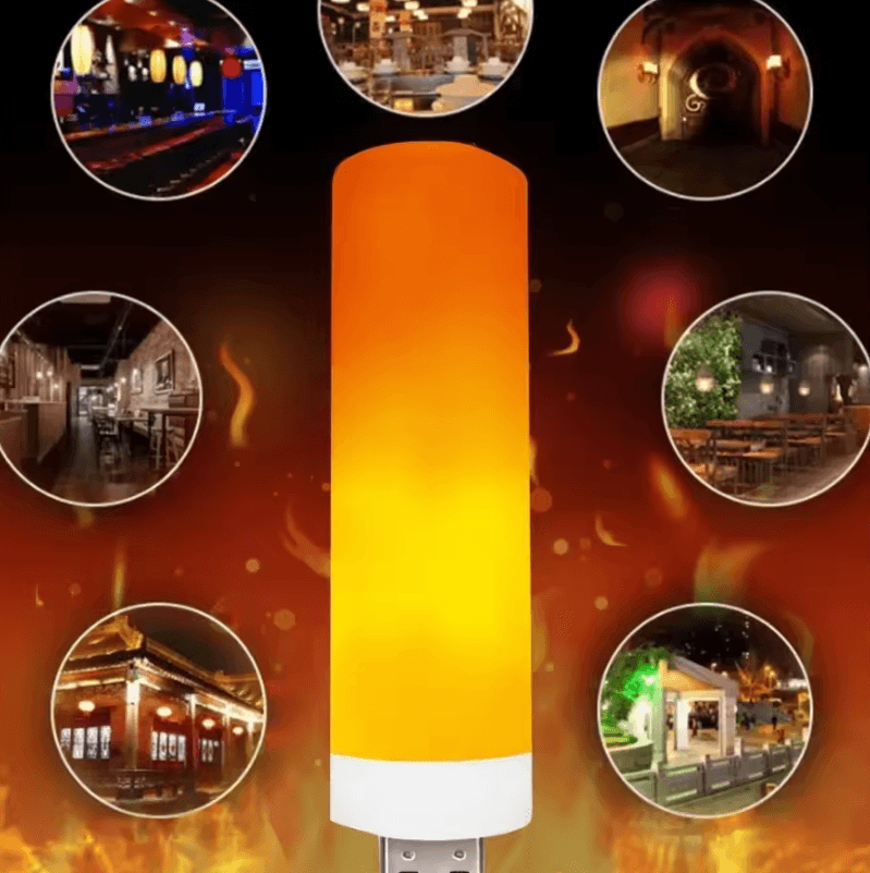 USB LED Flame Light – Dynamic Flickering Fire Effect Atmosphere Bulb