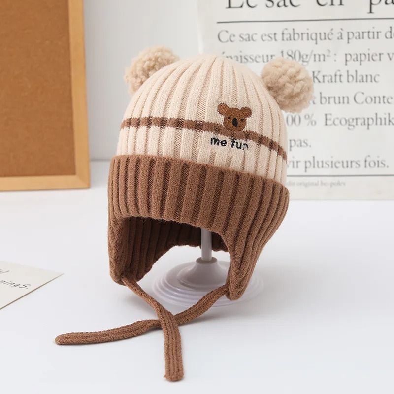 Cartoon-Kinetic Lacing Beanie – Premium Anti-Cold Knitted Hat for Toddlers