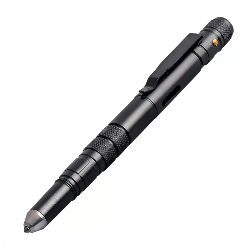 4 In 1 Portable Multifunctional Tactical Pen, Outdoor Defense Anti Skid Ballpoint Pen, Flashlight Glass Breaker