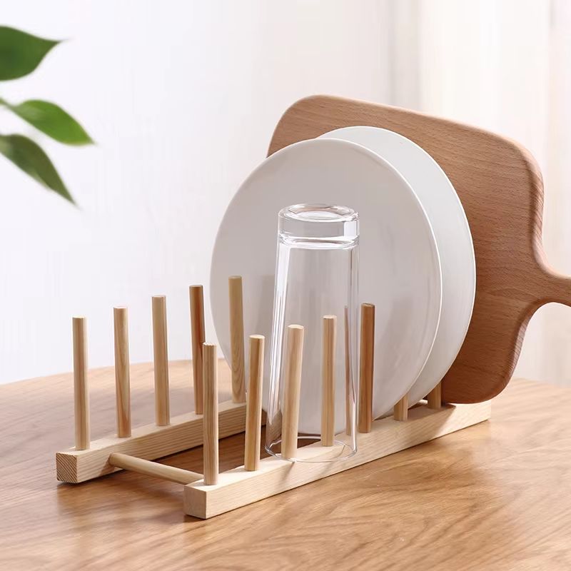 FlexiWood Multi Purpose Plate and Pot Lid Organizer Rack for Kitchen Storage